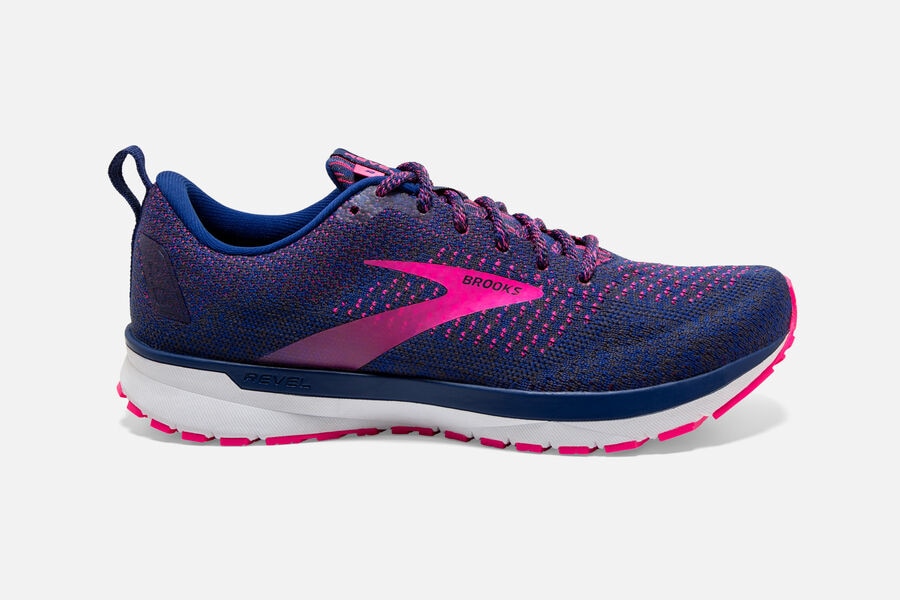 Revel 4 Road Brooks Running Shoes NZ Womens - Blue/Pink - POEIBA-658